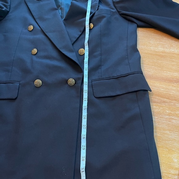 Vintage Hardy Amies Midnight Blue Double-Breasted Blazer gold buttons 40L wool - Picture 8 of 10